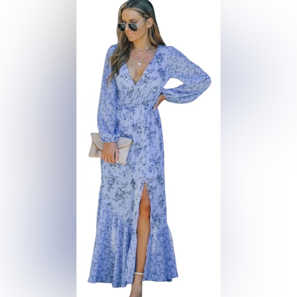 Forever 21 Blue Floral Maxi Dress